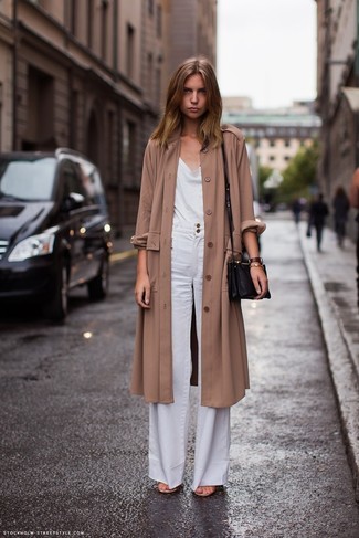 Brown Duster Coat Outfits For Women: 