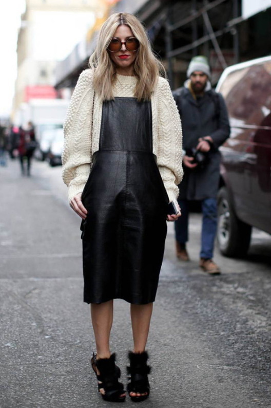 Turtleneck Leather Dress