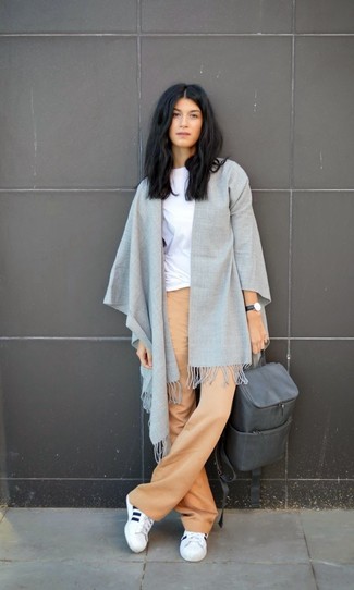 Grey Leather Backpack Outfits For Women: 