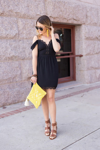 Black Lace Off Shoulder Dress Outfits: 