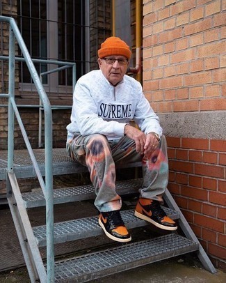 Orange Beanie with Sunglasses Casual Spring Outfits For Men After 60 (3  ideas & outfits)
