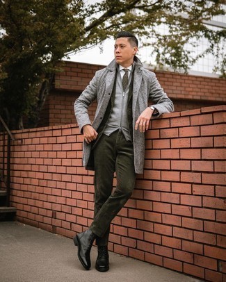 Black Leather Brogue Boots Winter Outfits: 