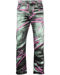 Moschino Graphic Print Acid Wash Denim Jeans