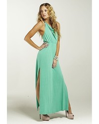 Boxie Tees Side Slit Halter Top Maxi Dress