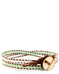 Domo Beads Mini Premium Wrap Bracelet Mint White On Light Brown