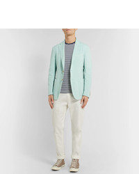 Polo Ralph Lauren Seafoam Slim Fit Unstructured Stretch Lyocell Linen And Cotton Blend Blazer