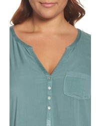Lucky Brand Plus Size Mixed Media Top