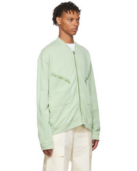 Jil Sander Green Cotton Bomber Jacket