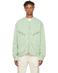 Jil Sander Green Cotton Bomber Jacket