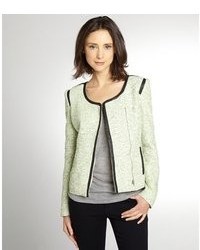Romeo & Juliet Couture Lime Green Asymmetrical Zip Blazer With Faux Leather Trim