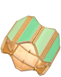 Blu Bijoux Gold And Mint Wide Octagonal Bangle Bracelet