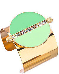 Blu Bijoux Gold Mint And Crystal Wide Cuff Bracelet