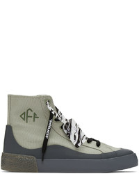 Off-White Taupe Mid Top Vulcanized Sneakers