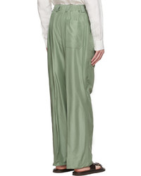 Ermenegildo Zegna Couture Green Silk Trousers