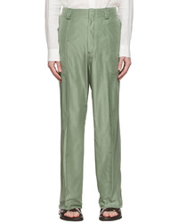Ermenegildo Zegna Couture Green Silk Trousers