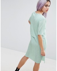 Asos Double Layer T Shirt Dress In Plisse