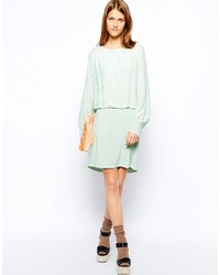 See by Chloe Silk Rouched Waist Long Sleeve Dress