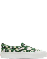 Mint Check Canvas Slip-on Sneakers
