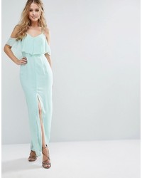 Elise Ryan Frill Maxi Dress With Split Front