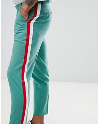 ASOS DESIGN Skinny Crop Smart Trousers In Green With Red White
