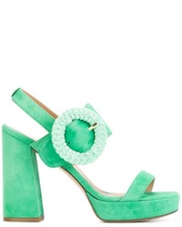 Mint Chunky Suede Heeled Sandals