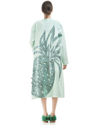 Anouki Mint Textured Coat With Glitter Ananas