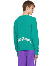 Palm Angels Green Intarsia Sweater