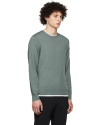 Theory Green Wool Regal Crewneck Sweater