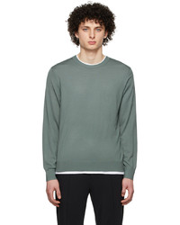 Theory Green Wool Regal Crewneck Sweater