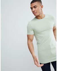 ASOS DESIGN Longline Muscle Fit T Shirt With Crew Neck In Green