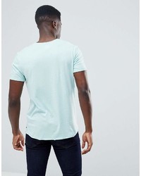 Esprit Longline T Shirt With Raw Curved Hem In Mint Green