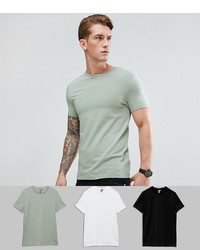 ASOS DESIGN Muscle Fit T Shirt With Crew Neck 3 Pack Save