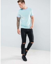 Asos Muscle T Shirt In Velour With Contrast Binding In Mint