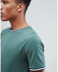 Abercrombie & Fitch Varsity Tipped Ringer T Shirt In Green