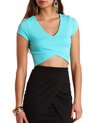 Charlotte Russe Textured Double V Crop Top