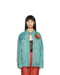Gucci Blue Denim Cherry Patch Jacket