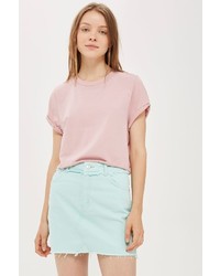 Topshop Moto Mint Denim Mini Skirt
