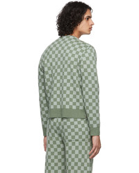 Bode Green Duotone Checkerboard Cardigan