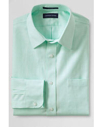 Lands' End Tall Traditional Fit Straight Collar Textured No Iron Dress Shirt