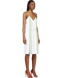 Christopher Kane White And Mint Green Double Pleat Cami Dress