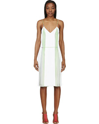 Christopher Kane White And Mint Green Double Pleat Cami Dress