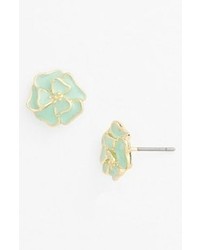 Carole Enamel Flower Stud Earrings Mint One Size