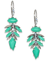 Alexis Bittar Fine Mint Marquis Chrysoprase Multicolor Sapphire Sterling Silver Leaf Cluster Drop Earrings