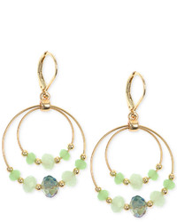 Jones New York Gold Tone Mint Green Bead Double Orbital Drop Earrings