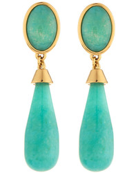 Nakamol Long Golden Double Drop Agate Earrings Turquoise