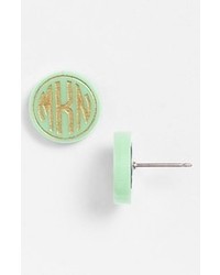 Moon and Lola Chelsea Small Personalized Monogram Stud Earrings Mint Gold