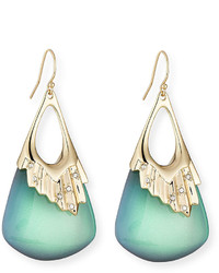 Alexis Bittar Pleated Green Lucite Drop Earrings