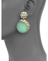 Alexis Bittar Vert Deau Lucite Crystal Dangling Sphere Clip On Earrings