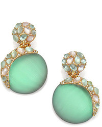 Alexis Bittar Vert Deau Lucite Crystal Dangling Sphere Clip On Earrings