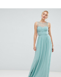 Little Mistress Tall Embellished Top Maxi Dress In Sage